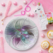 Abstrakte Blume Modernes Fraktal Kunst, Dichtung u Pappteller (Party)