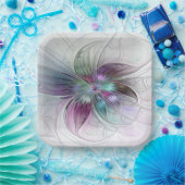 Abstrakte Blume Modernes Fraktal Kunst, Dichtung u Pappteller (Party)