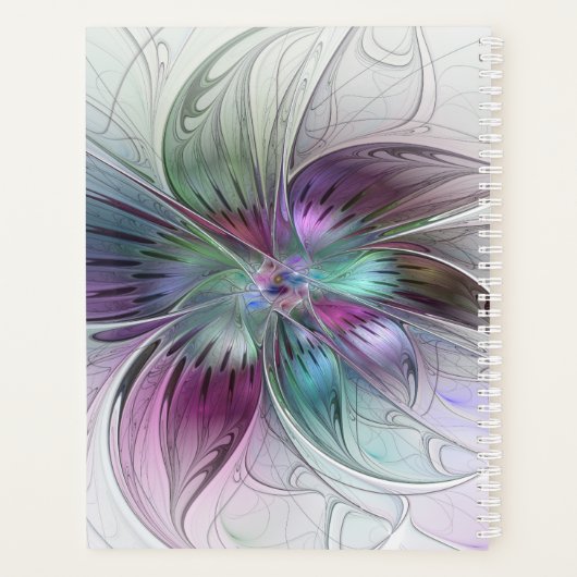 Abstrakte Blume Modernes Fraktal Kunst, Dichtung u Planer (Rückseite)