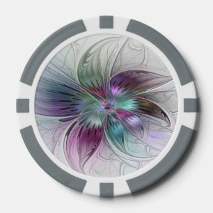 Abstrakte Blume Modernes Fraktal Kunst, Dichtung u Pokerchips