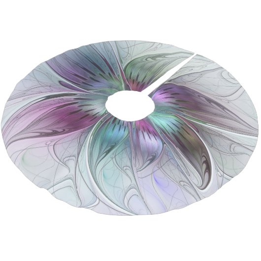 Abstrakte Blume Modernes Fraktal Kunst, Dichtung u Polyester Weihnachtsbaumdecke (Schrägansicht)