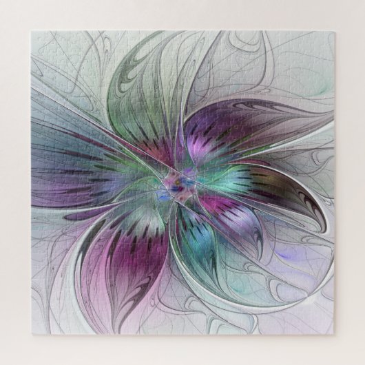 Abstrakte Blume Modernes Fraktal Kunst, Dichtung u Puzzle (Vertikal)