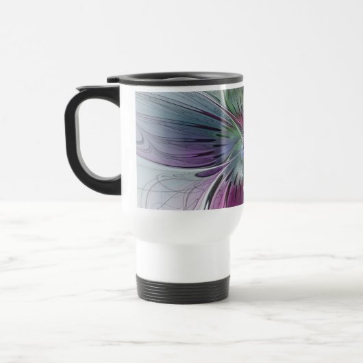 Abstrakte Blume Modernes Fraktal Kunst, Dichtung u Reisebecher (Links)