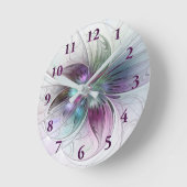 Abstrakte Blume Modernes Fraktal Kunst, Dichtung u Runde Wanduhr (Winkel)