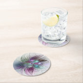 Abstrakte Blume Modernes Fraktal Kunst, Dichtung u Runder Pappuntersetzer (Vor Ort)