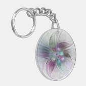Abstrakte Blume Modernes Fraktal Kunst, Dichtung u Schlüsselanhänger (Vorderseite links)