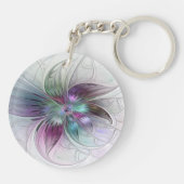 Abstrakte Blume Modernes Fraktal Kunst, Dichtung u Schlüsselanhänger (Rückseite)
