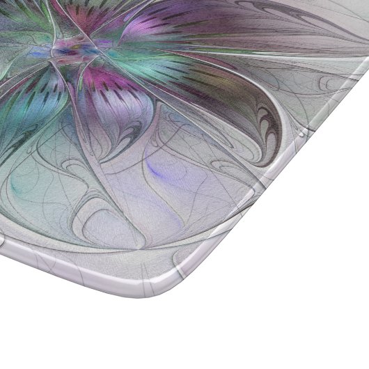 Abstrakte Blume Modernes Fraktal Kunst, Dichtung u Schneidebrett (Ecke)