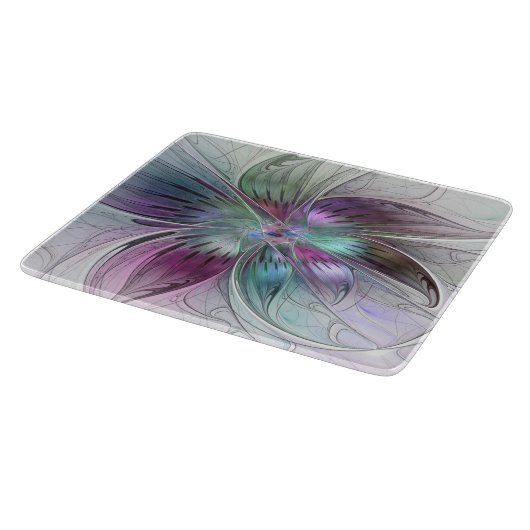 Abstrakte Blume Modernes Fraktal Kunst, Dichtung u Schneidebrett (Ecke)