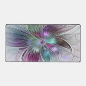 Abstrakte Blume Modernes Fraktal Kunst, Dichtung u Schreibtischunterlage (Vorderseite)