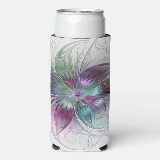 Abstrakte Blume Modernes Fraktal Kunst, Dichtung u Selters Dosenkühler (Seltzer Vorderseite)