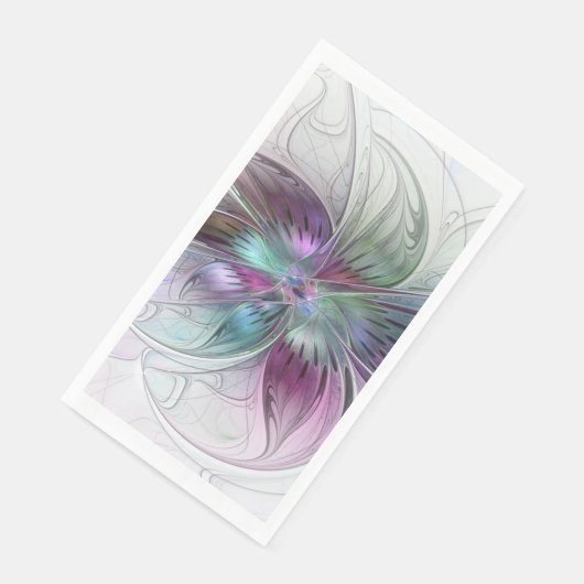 Abstrakte Blume Modernes Fraktal Kunst, Dichtung u Serviette (Ecke)