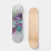 Abstrakte Blume Modernes Fraktal Kunst, Dichtung u Skateboard (Vorderseite)
