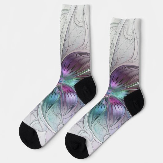 Abstrakte Blume Modernes Fraktal Kunst, Dichtung u Socken (Linkes Detail)