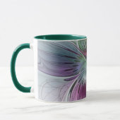 Abstrakte Blume Modernes Fraktal Kunst, Dichtung u Tasse (Links)