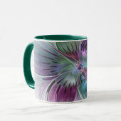 Abstrakte Blume Modernes Fraktal Kunst, Dichtung u Tasse (Vorderseite Links)