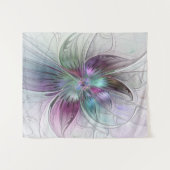 Abstrakte Blume Modernes Fraktal Kunst, Dichtung u Wandteppich (Vorderseite (Horizontal))