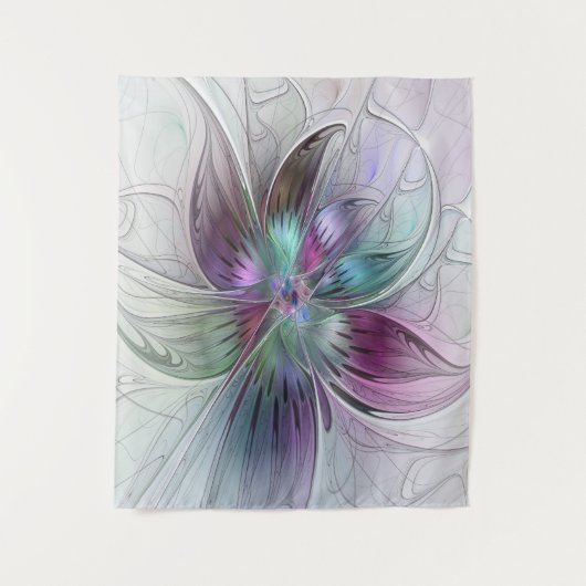 Abstrakte Blume Modernes Fraktal Kunst, Dichtung u Wandteppich (Vorderseite)