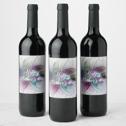 Abstrakte Blume Modernes Fraktal Kunst, Dichtung u Weinetikett (Flaschen)