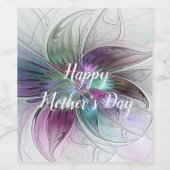 Abstrakte Blume Modernes Fraktal Kunst, Dichtung u Weinetikett (Einzelnes Label)