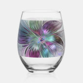 Abstrakte Blume Modernes Fraktal Kunst, Dichtung u Weinglas Ohne Stiel (Rückseite)