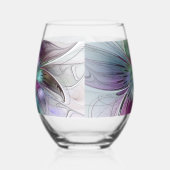 Abstrakte Blume Modernes Fraktal Kunst, Dichtung u Weinglas Ohne Stiel (Links)