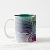 Abstrakte Blume Modernes Fraktal Kunst, Dichtung u Zweifarbige Tasse (Links)