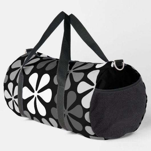Abstrakte Blume Monochrome Duffle Bag (Rechte Ecke)