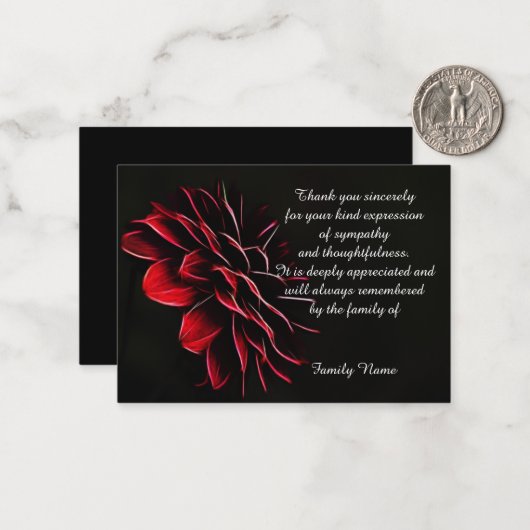Abstrakte Blume nach der Beerdigung Dankeschön Kar Mitteilungskarte (Vorderseite/Rückseite Beispiel)