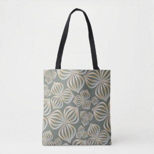abstrakte Blume nahtlos goldgrau + Ihre Ideen Tasche