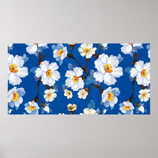 Abstrakte Blume nahtloser Musterhintergrund. Elega Poster (Vorne)