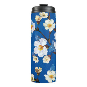 Abstrakte Blume nahtloser Musterhintergrund. Elega Thermosbecher