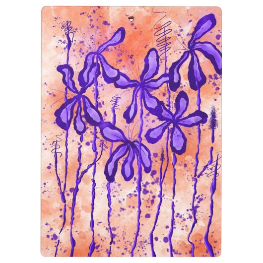 Abstrakte Blume Orange Lila Klemmbrett (Rückseite)