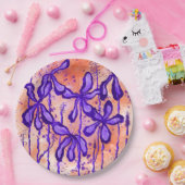 Abstrakte Blume Orange Lila Pappteller (Party)