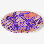 Abstrakte Blume Orange Lila Pappteller (Schrägansicht)