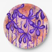 Abstrakte Blume Orange Lila Pappteller (Vorderseite)