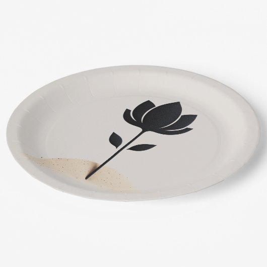 Abstrakte Blume Pappteller (Schrägansicht)