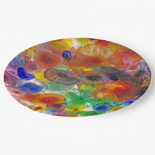 Abstrakte Blume Pappteller (Schrägansicht)