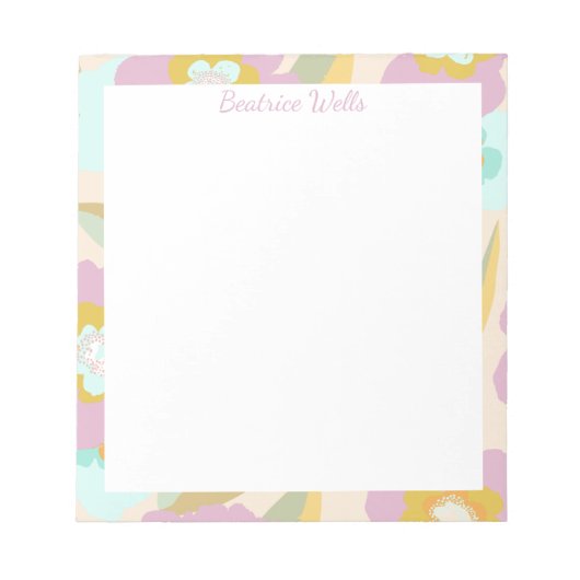 Abstrakte Blume Pastell Lilac Blumenmuster Notizblock (Vorderseite)