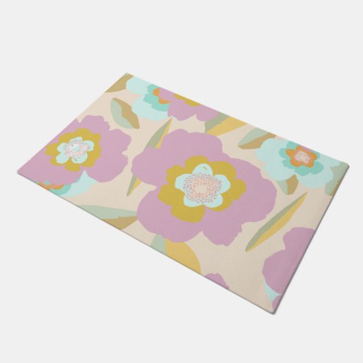 Abstrakte Blume | Pastell Lilac Floral Pattern Fußmatte (Schrägansicht)
