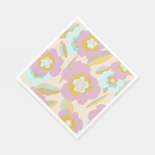 Abstrakte Blume | Pastell Lilac Floral Pattern Serviette (Ecke)