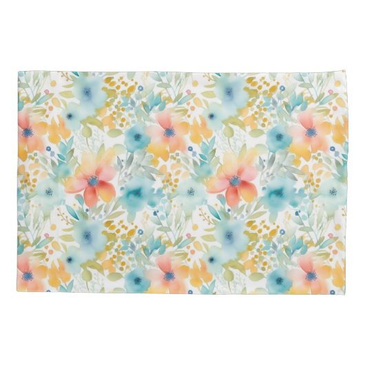 Abstrakte Blume Peach und Blue Kissenbezug (Rückseite)