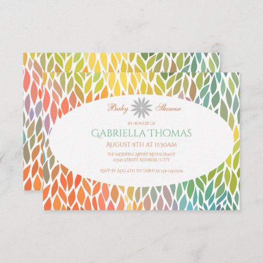 Abstrakte Blume Petals- 3x5 Kinderdusche Einladung (Vorne/Hinten)