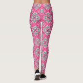 Abstrakte Blume Petals Fuchsia Pink und Grau Leggings (Rückseite)
