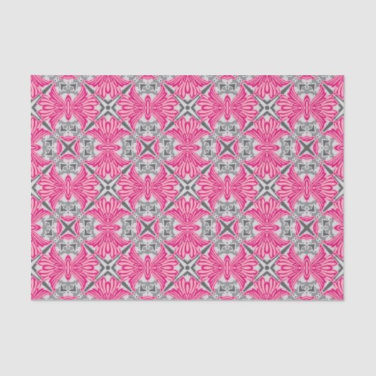 Abstrakte Blume Petals Fuchsia Pink und Grau Seidenpapier (Vorderseite)