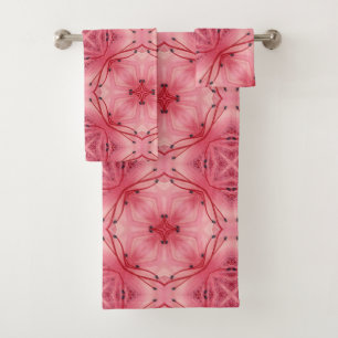 Abstrakte Blume Petals in Weich-Korallen rosa Badhandtuch Set