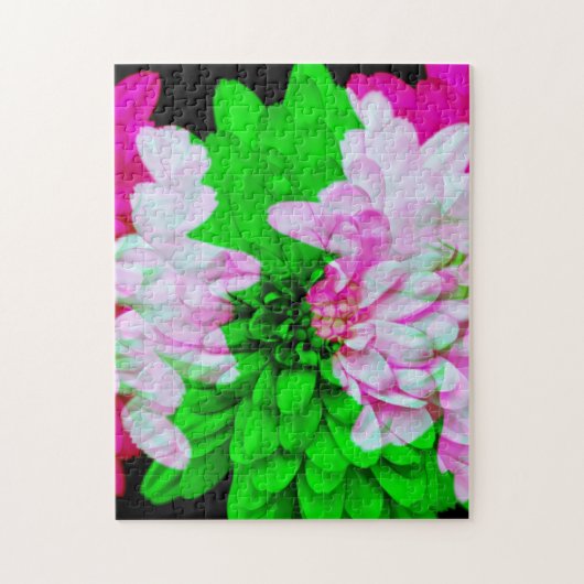 Abstrakte Blume Petals Pink Lime Green Puzzle (Vertikal)