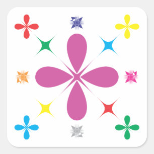 Abstrakte Blume Quadratischer Aufkleber