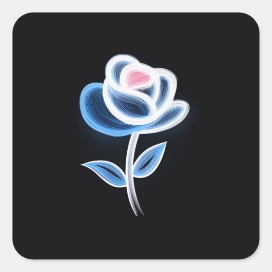 Abstrakte Blume Quadratischer Aufkleber (Vorderseite)
