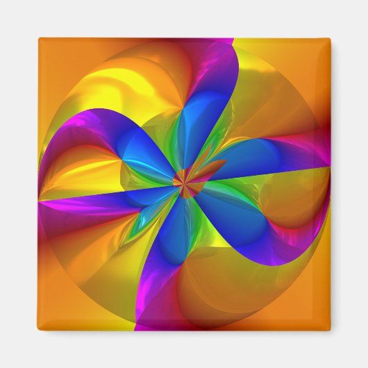 Abstrakte Blume Rainbow Color Swirl Magnet (Vorne)